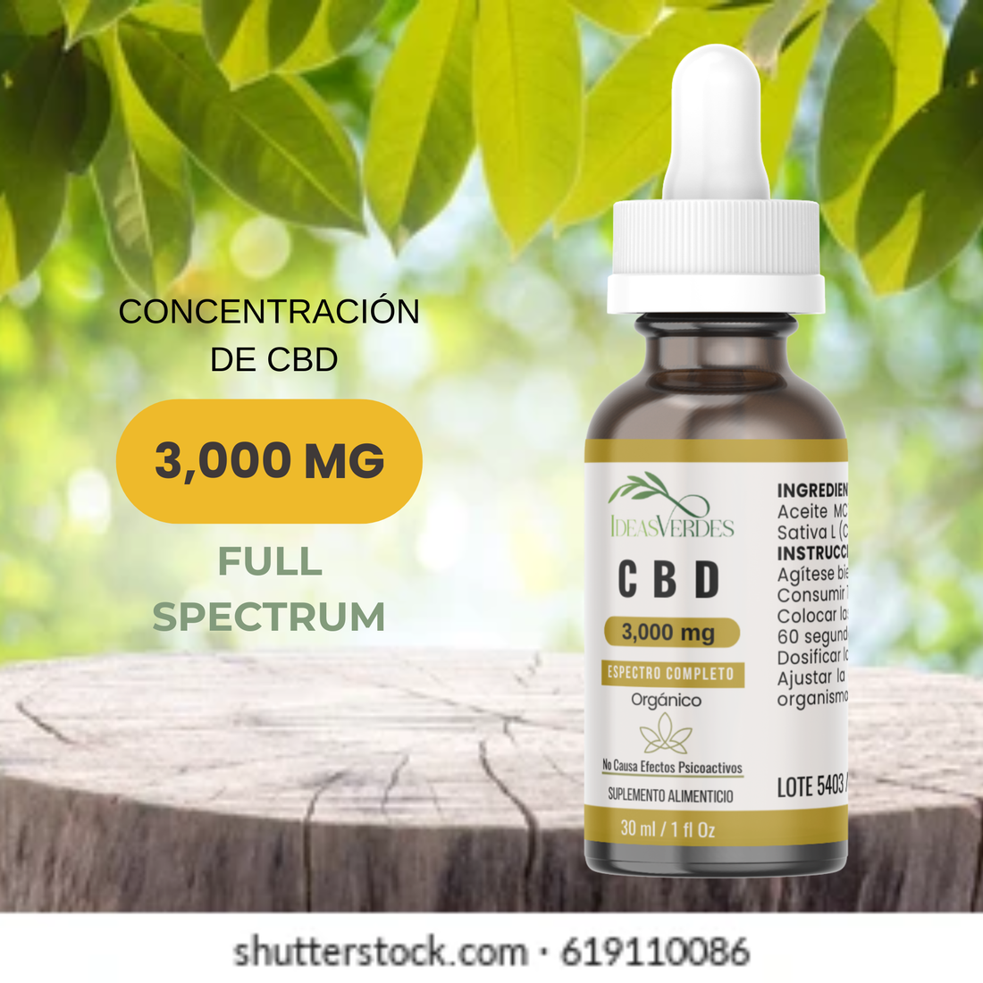 CBD 3,000 mg Calidad Premium Orgánico  Ideas Verdes