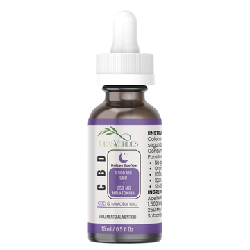 CBD con Melatonina 15 ml Calidad Premium Orgánico Dulces Sueños Ideas Verdes