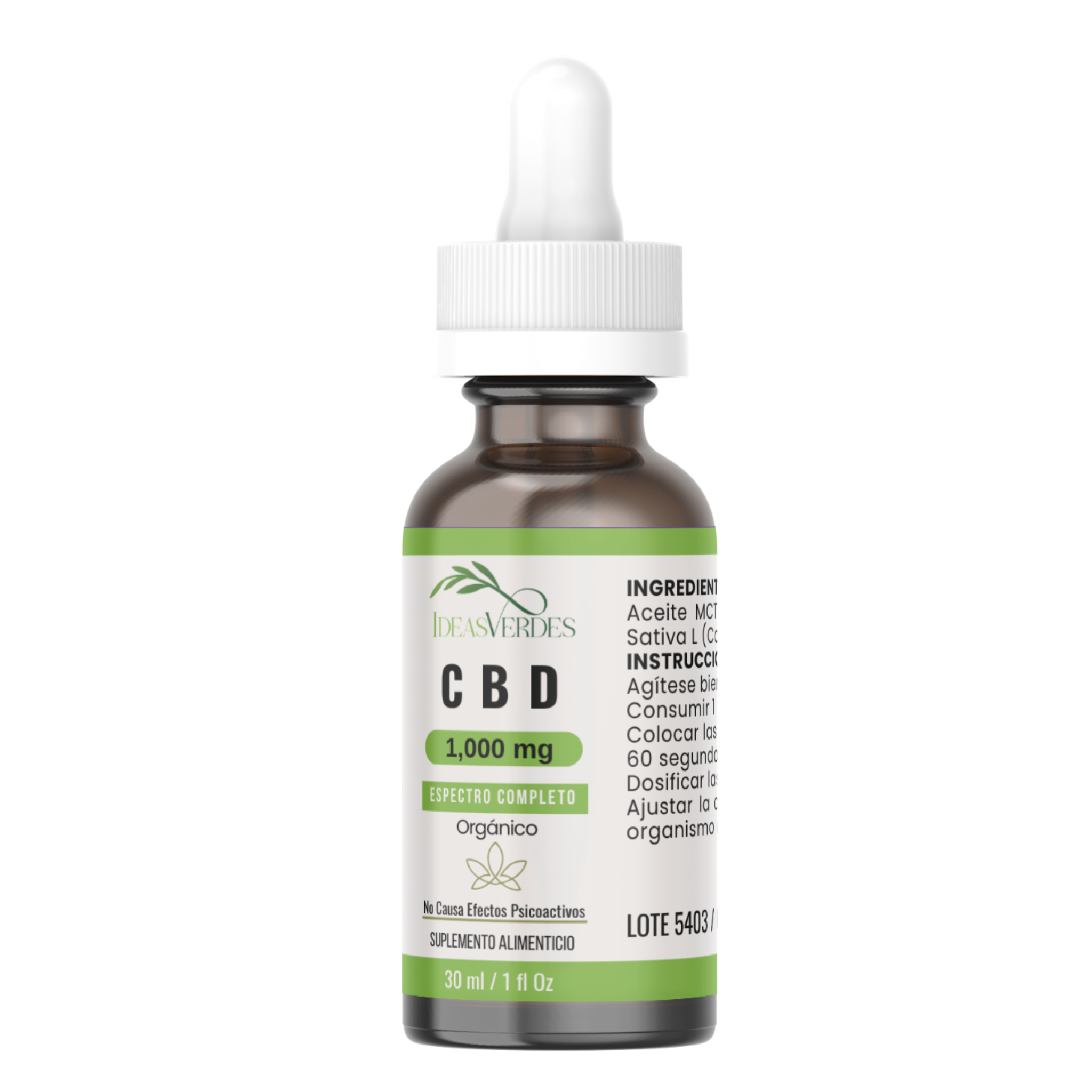 CBD 1,000 mg Full Spectrum Calidad Premium Orgánico Ideas Verdes