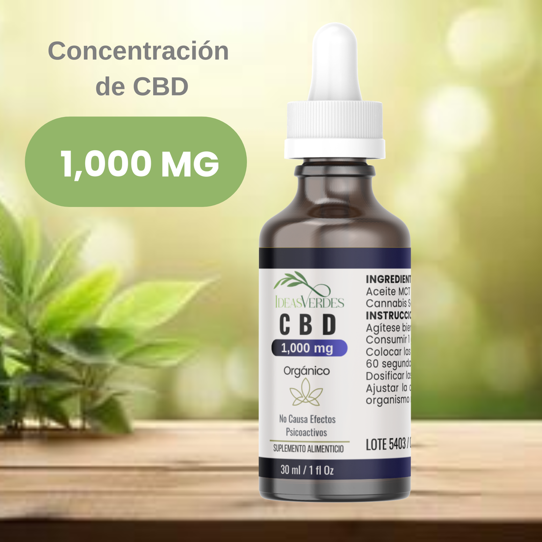 CBD 1,000 mg Calidad Premium Orgánico Ideas Verdes