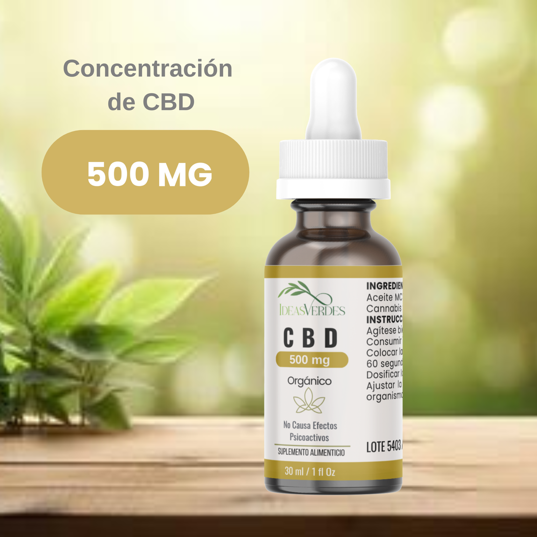 CBD 500 mg Calidad Premium Orgánico Ideas Verdes