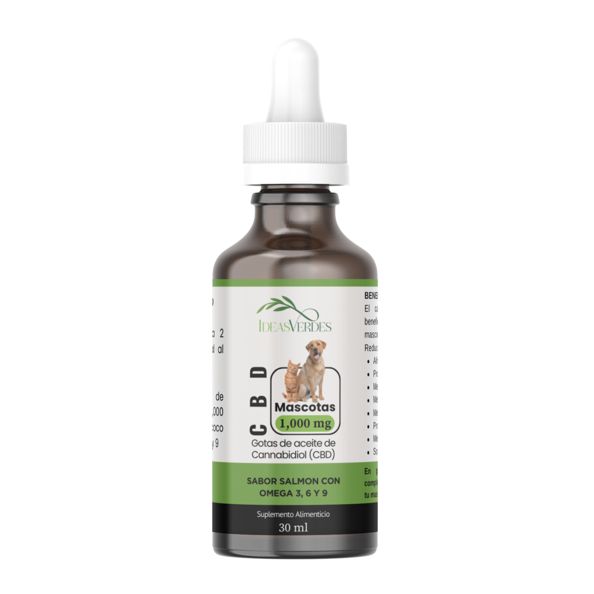 CBD Mascotas 1,000 mg Calidad Premium Orgánico Concentración Ideas Verdes